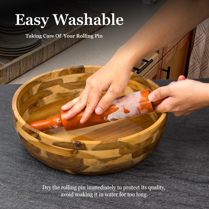 Wooden Rolling Pin, 18 Inch Set of 4 Wooden Dough Roller for Baking Pizza, Pi... gallery