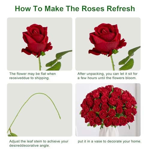 Fake Plants Roses Flowers Plastic Flowers Spring Decorations for 100 Red 100pcs gallery