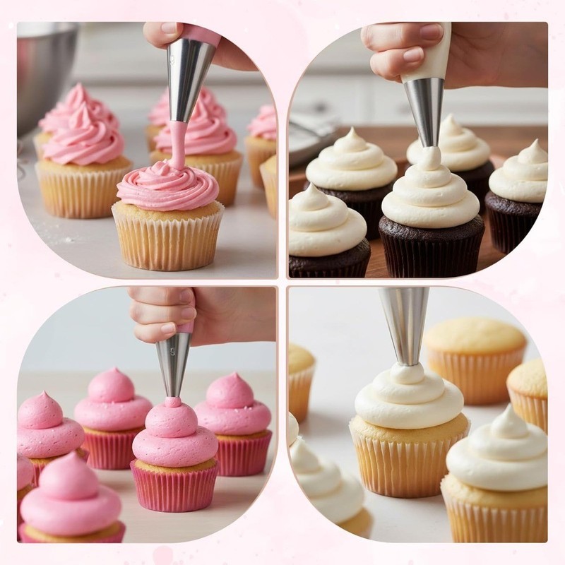 Stainless Steel Round Hole Piping Tips Set of 6 Sizes for Cake Decorating Icing gallery