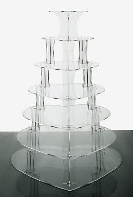 7-Tier Heart Acrylic Cupcake Stand - Elegant Dessert Display Tower