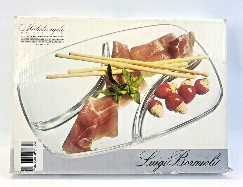 Luigi Bormioli Michelangelo Divided 3-Section Serving Tray Oval 11.5″ x 8.25″