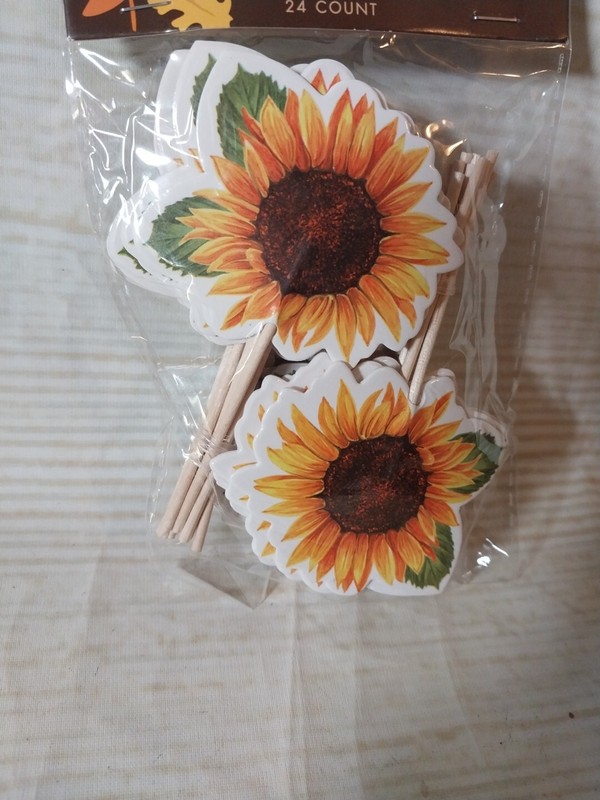 New! Sunflower Cupcake Picks Toppers 24 count Baking Fall Spring Summer Floral gallery