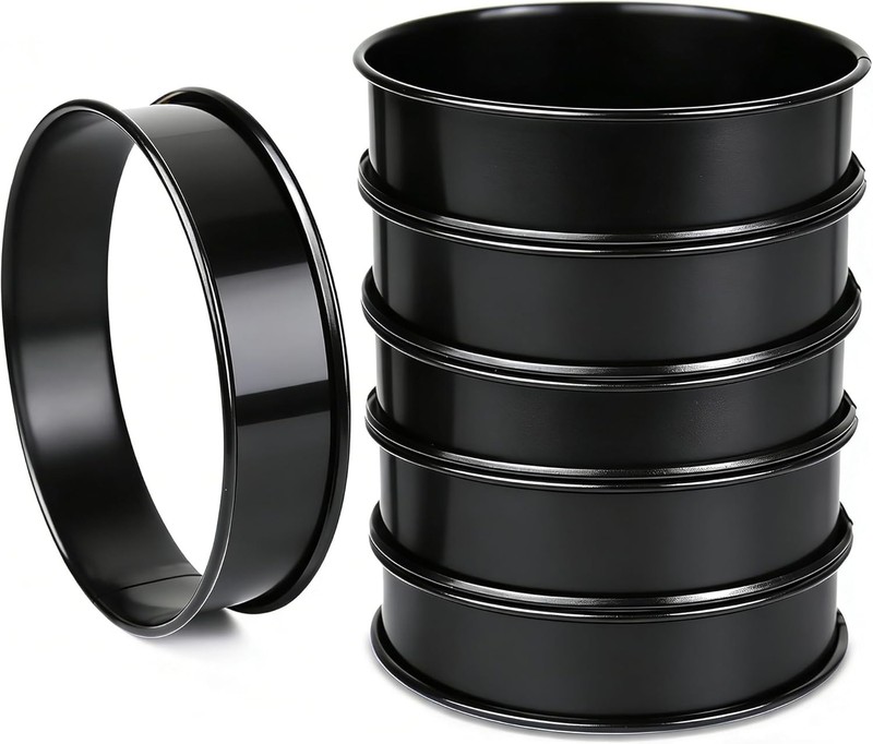 6pcs English Muffin Rings, 4 Inch Double Rolled Stainless Steel Crumpet & Tart