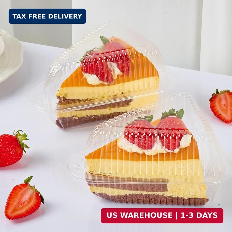 50 Pack Triangle Cake Slice Containers To Go Dessert Boxes | Disposable Pie Slic gallery