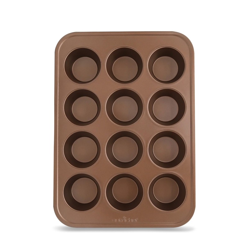 NutriChef 12-cup Golden Oven Muffin Pan, One size, nonstick muffin pan, gold