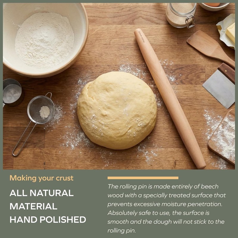 Durable 15.75-Inch Beech Wood Rolling Pin - Effortless Dough Rolling Delight gallery