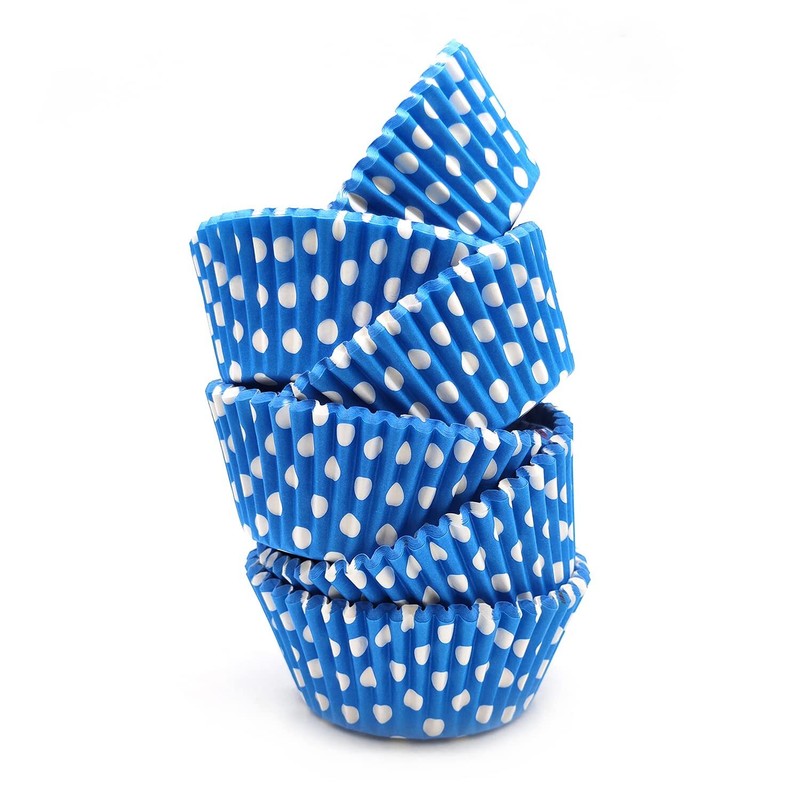 Blue Standard Baking Cups Cute Polka Dots Greaseproof Cupcake Liners 150-Count gallery