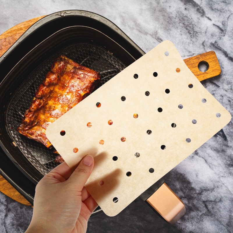 Oil Proof Light Brown Air Fryer Paper Sheets for Baking Fries Chicken and Bacon gallery
