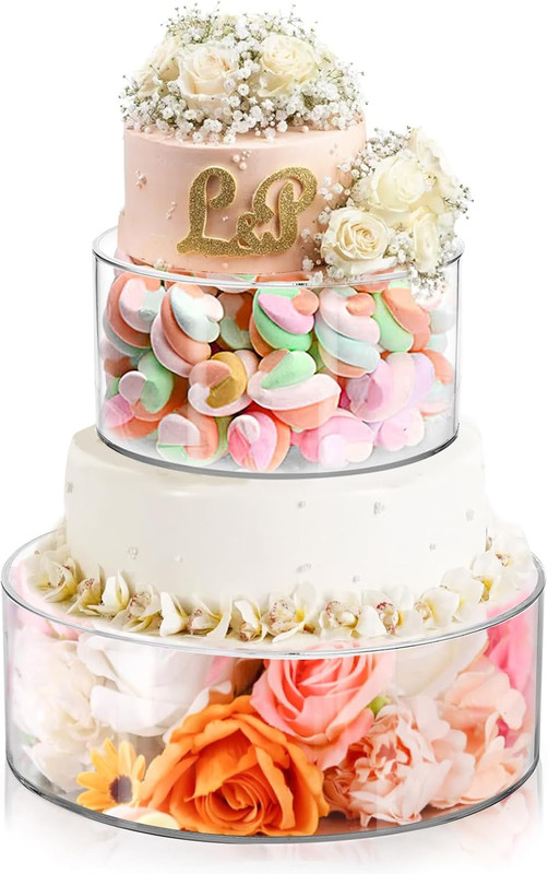 2 Set Clear Acrylic Fillable Cake Stand Cake Tier Display Stand Cupcake Stand gallery