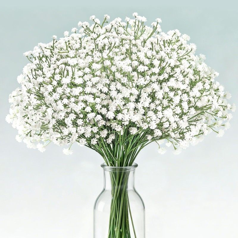 Der Rose 18Pcs Babys Breath Artificial Flowers Faux Gypsophila 21IN, White