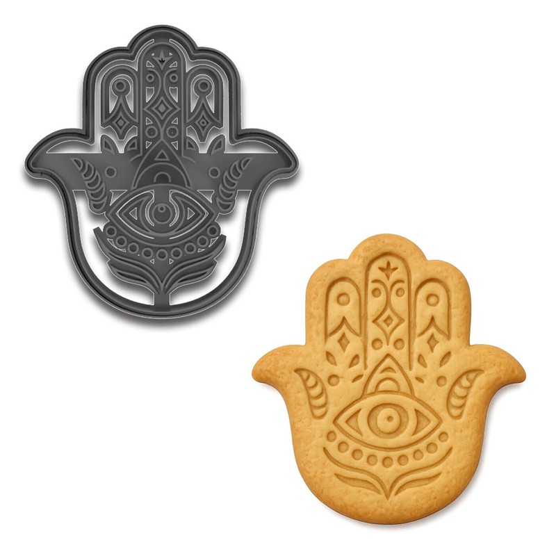Mystic Hamsa Cookie Cutter with Evil Eye Design - 4x3.72" (Random Color)