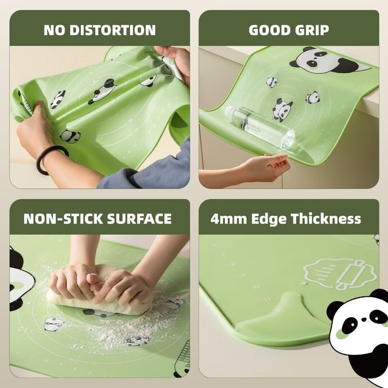 Silicone Baking Mat with Measurements, Extra Thick Dough Rolling Mat and Green gallery