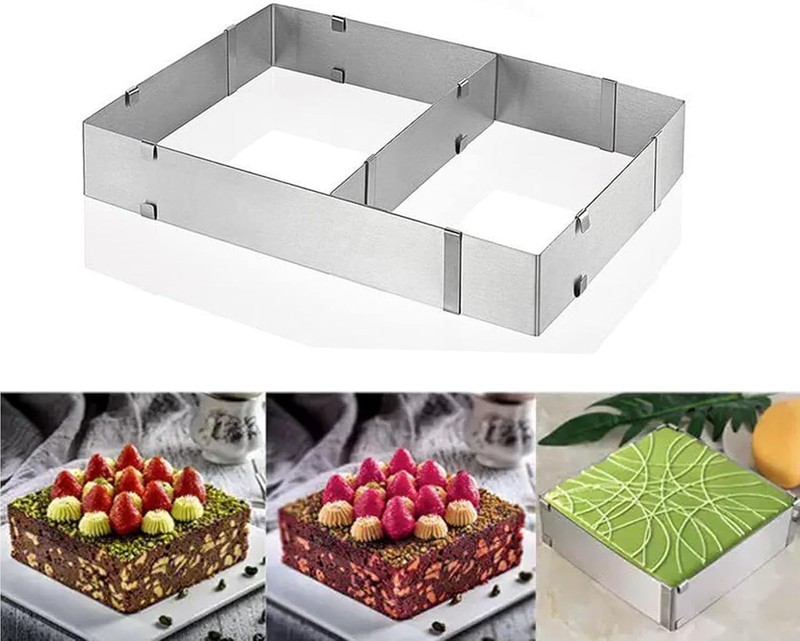 10 Reach 20 Inch Rectangle Cake Mold, Adjustable Square Cake Ring Cake Cutter