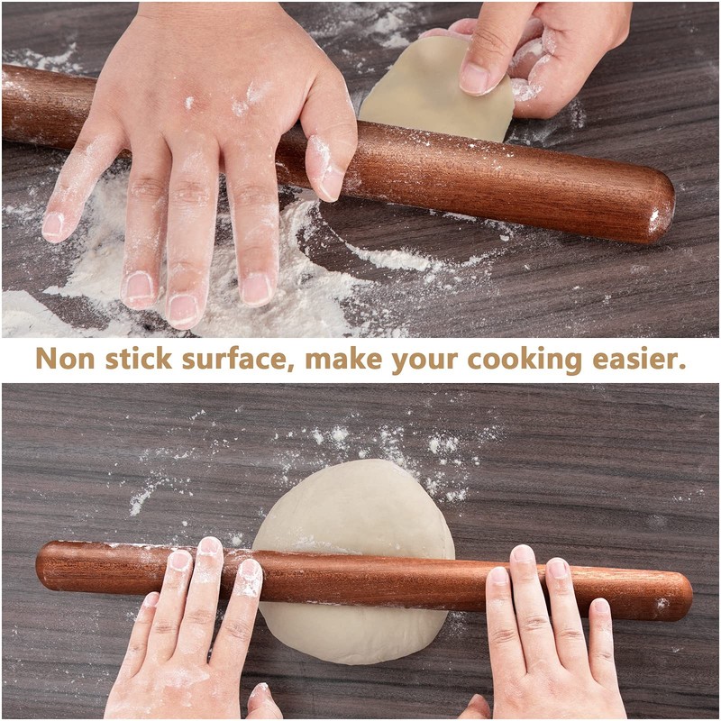 French Rolling Pin, 17.7 Inches Wood Rolling Pin for Baking Extra Long Thicke... gallery