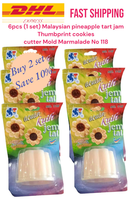 6pcs (1 set) Malaysian Pineapple tart Jam Thumbprint Cookies cutter Mold No.118