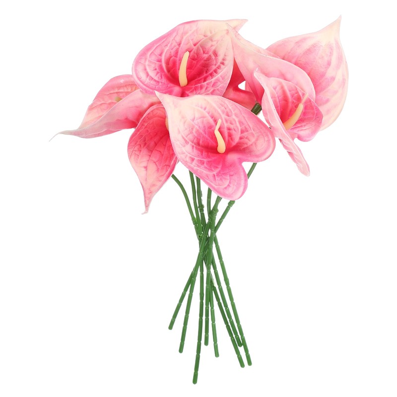 8Pcs 11inch Artificial Anthurium Flowers, Pink