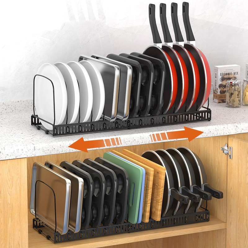 2 Pack Baking and Cookie Sheet Organizer, 12″-23″ Expandable Cutting Board Rack