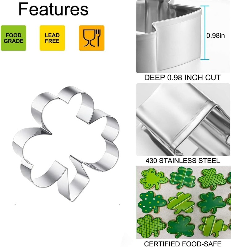 4-Piece Shamrock Cookie Cutter Set - Essential for St. Patrick's Day Baking gallery