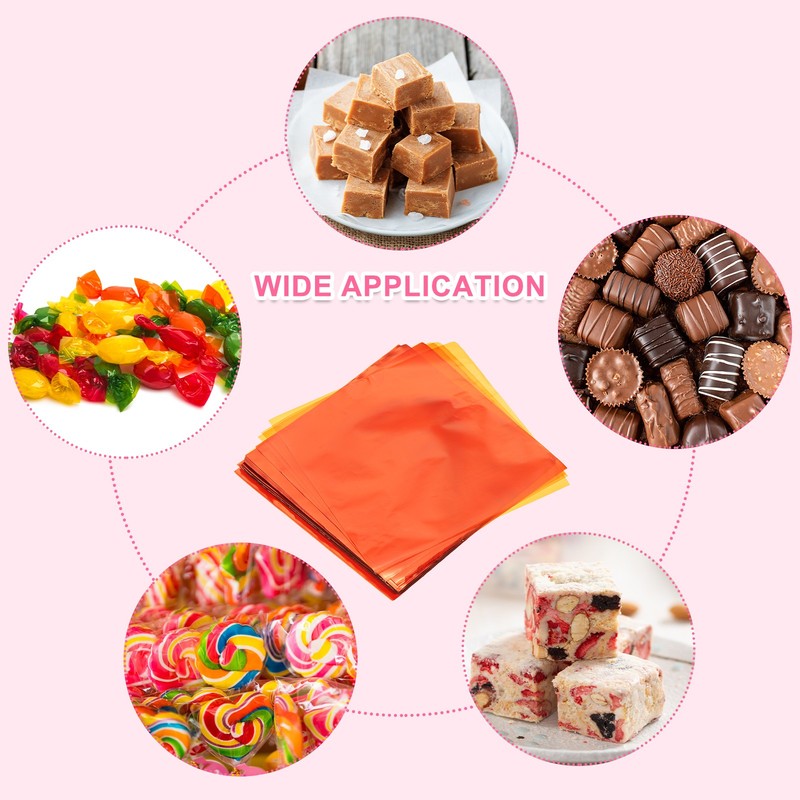 300 Pcs Candy Wrappers, 4 x 4 Inch Chocolate Wrap Paper for Lollipop, Orange gallery