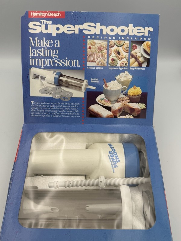 Hamilton Beach SUPER SHOOTER Electric Cookie Press Cordless Food Decorator VTG gallery