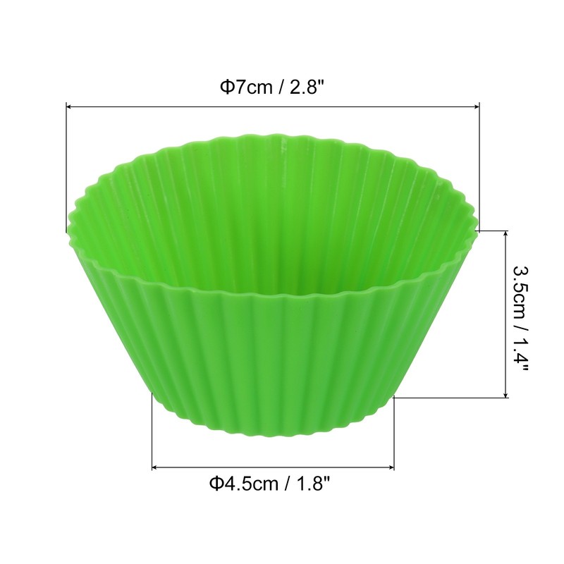 12Pcs Silicone Cupcake Baking Cups, 2.8" Non-Stick Muffins Liners Grass Green gallery