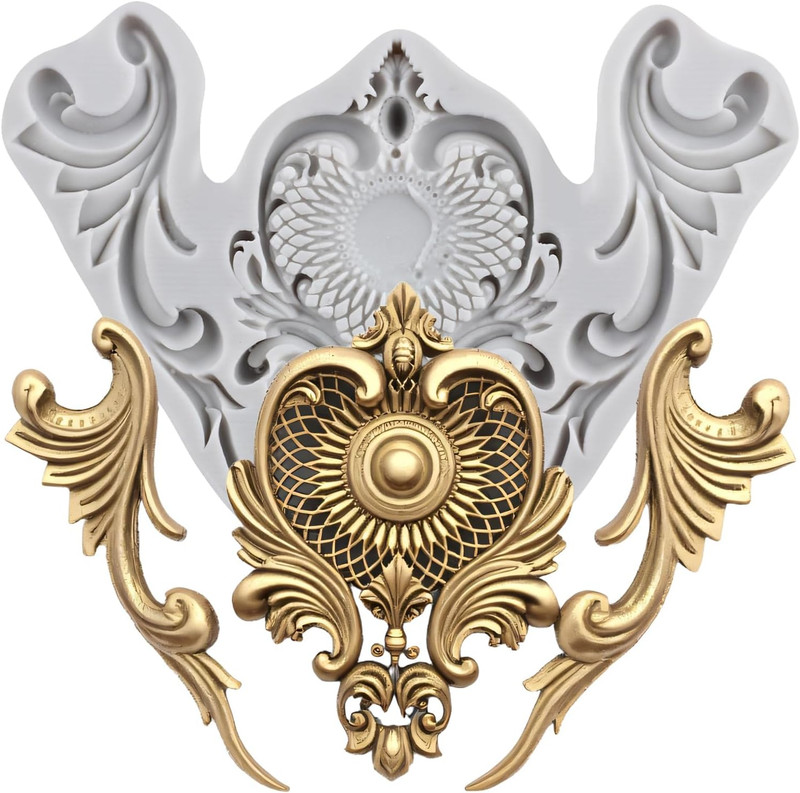 Baroque Scroll Relief Polymer Clay Molds Scroll Relief Lace Silicone Mold for Ep