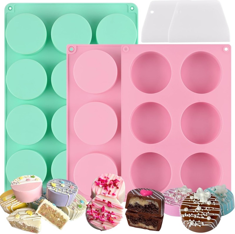 Cake Puck Mold Set 2 Different Sizes 3 Pack Cake Puck Mold W/ 2 Scraper Round