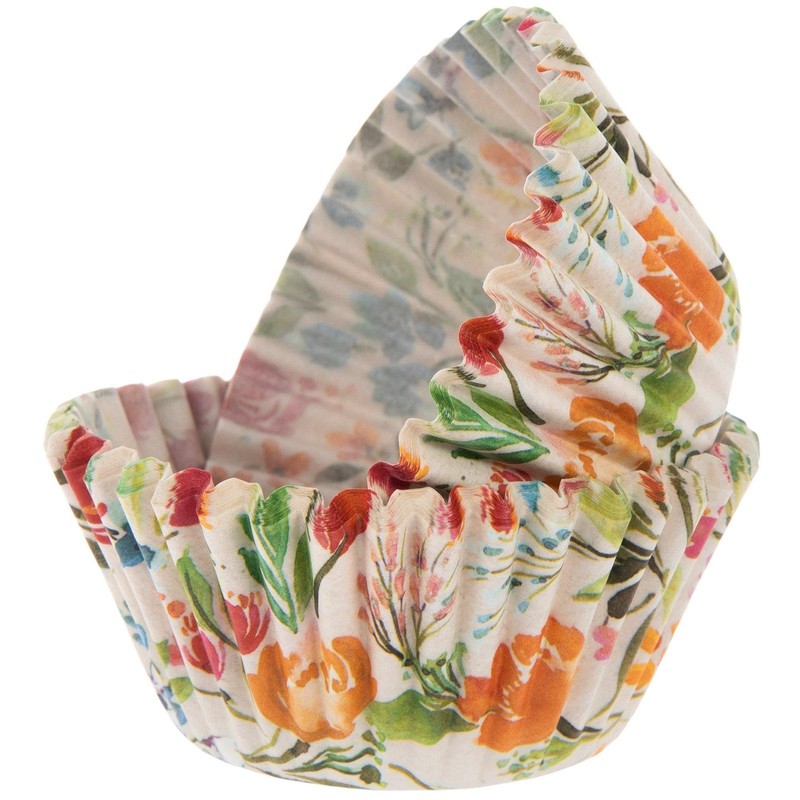 Show-Offs Wildflowers Print Decorative Baking Cups – Standard, White