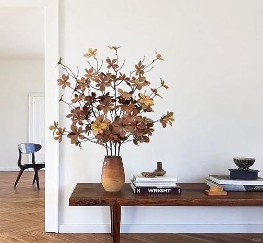 4PCS Artificial Fall Stems 28" Faux Branches with Leaves for Vase Fake Brown gallery