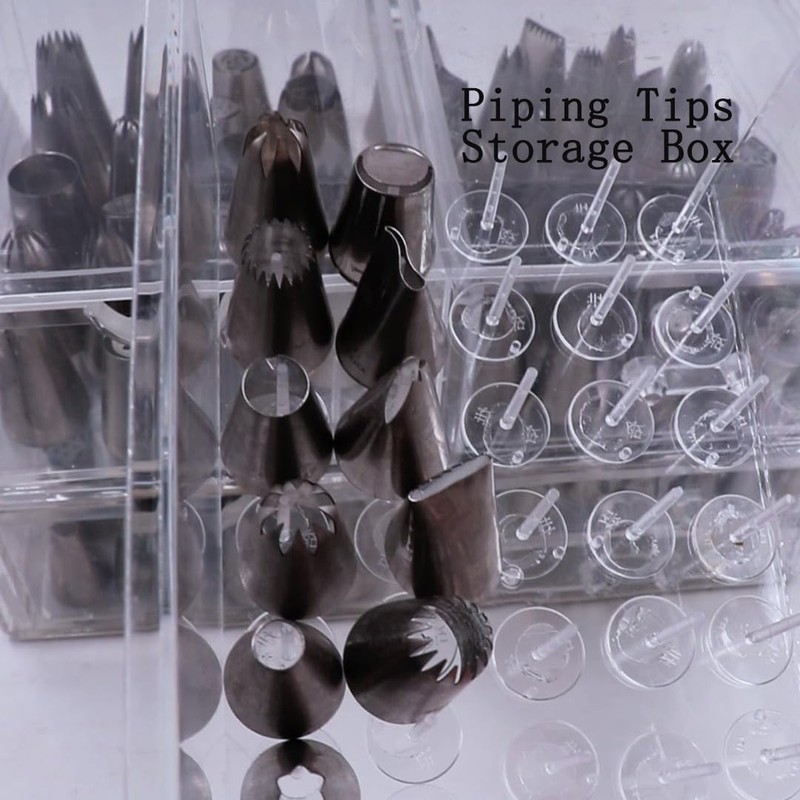 200 PCS Cake Decorating Tips Storage DIY Flower Nails Icing Piping Container gallery