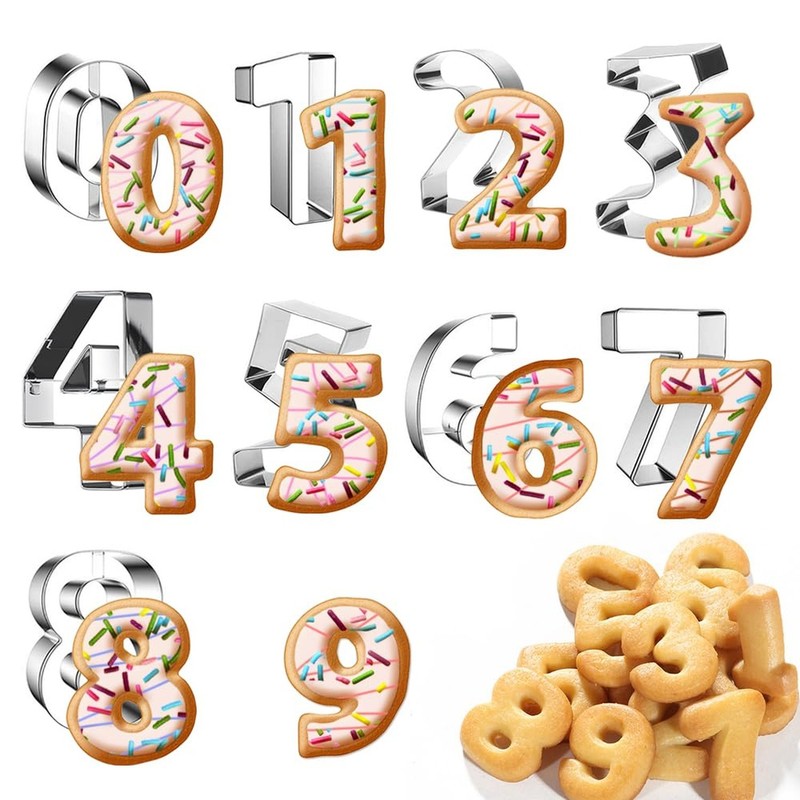 0-9 Number Cookie Cutters Set 3 Inch, 9PCS Stainless Steel Metal Number Cutte...