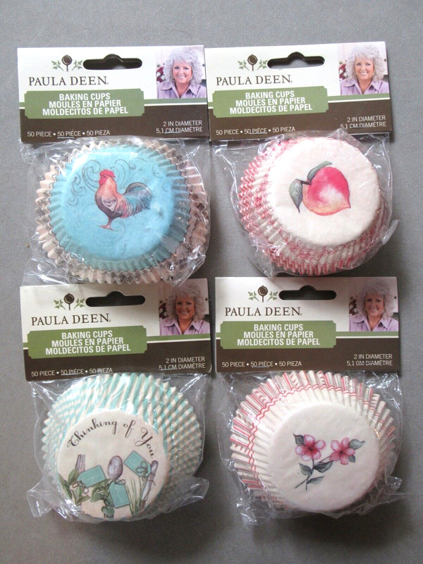 Paula Deen Paper Baking Cups 4 Pkgs of 50 for 2 in Cupcakes~Peach Rooster & More