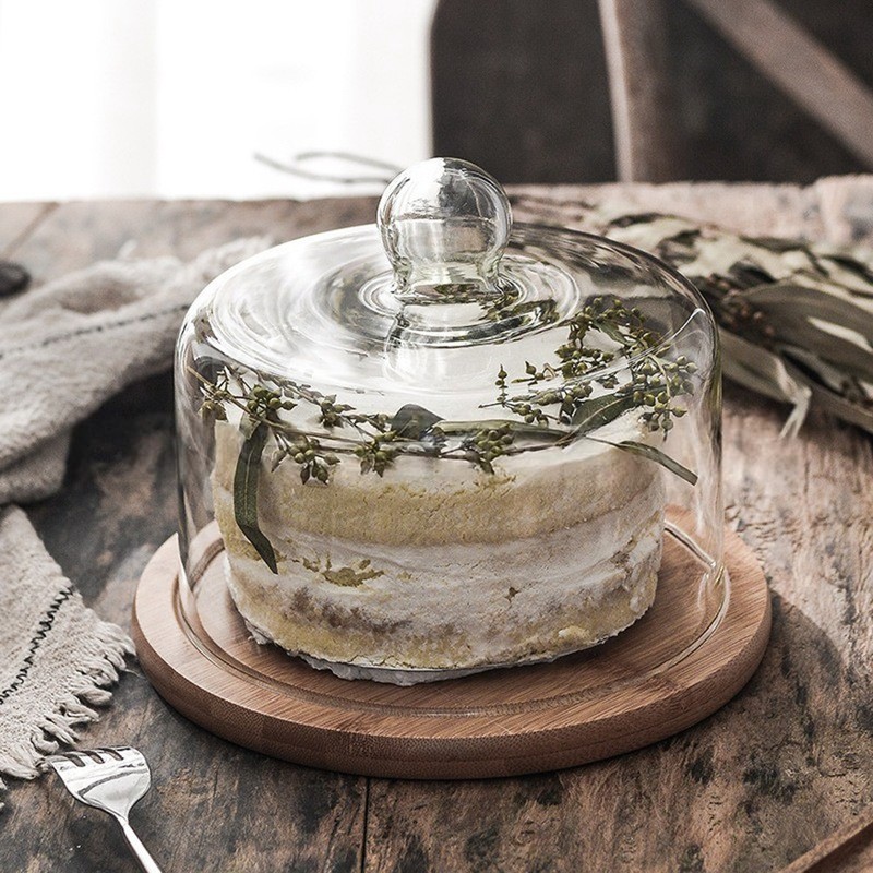 11.61inch Round Cake Dome with Glass Lid, Clear Stand Serving Tray &2125 gallery
