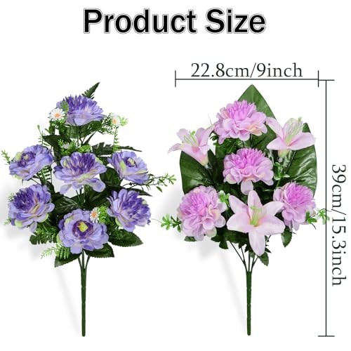 Artificial Cemetery Flowers, Artificial Grave Memorial Purple-7 Flowers gallery