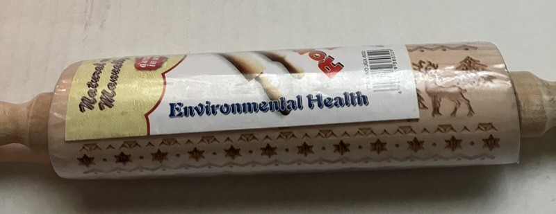 Natural Raw Wood Slender Rolling Pin Decorative Varied Christmas Designs 13.5” gallery
