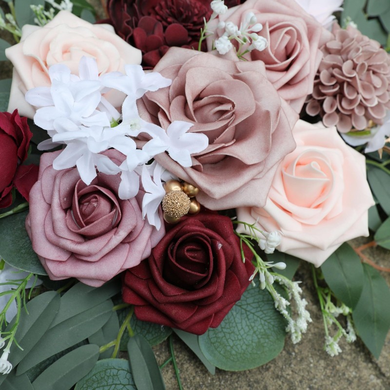 Ponatia Wedding Arch - Artificial Burgundy & Dusty Rose & Blush Flowers (Pack of gallery