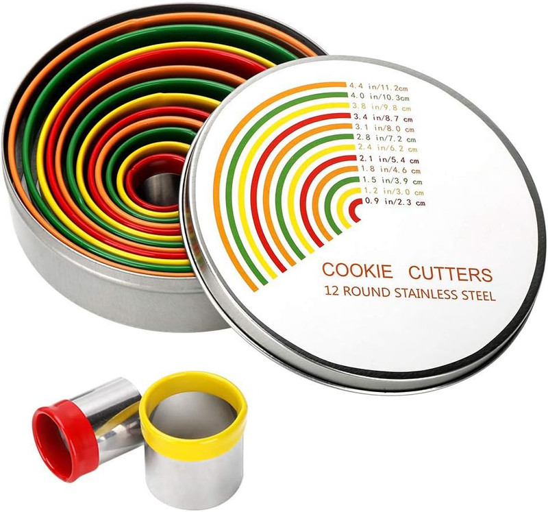 Alimat plus round Cookie Biscuit Cutter Set, 12 Pack Pastry Cutters in Graduated gallery