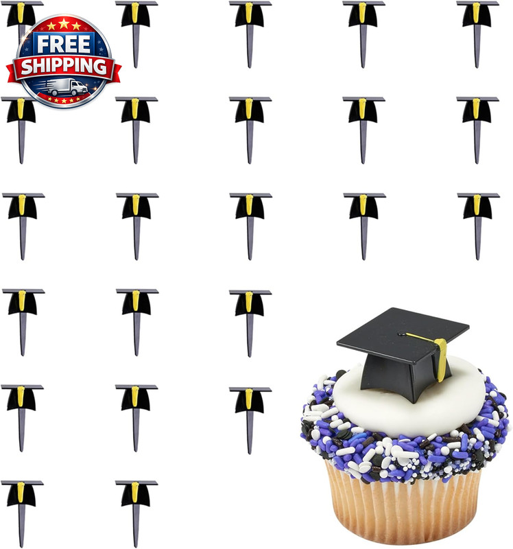 Grad Hat Cupcake Toppers, 24 Graduation Cake Pics, Black Grad Hat Decopics, Food gallery