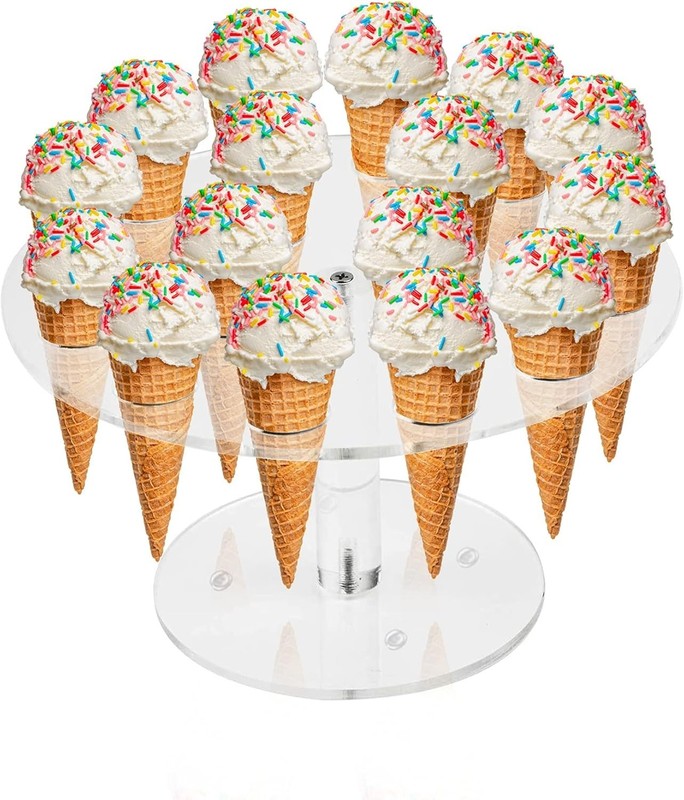 Ice Cream Cone Holder, Clear 16 Holes Food Stand,Acrylic Waffle Cone Display ... gallery