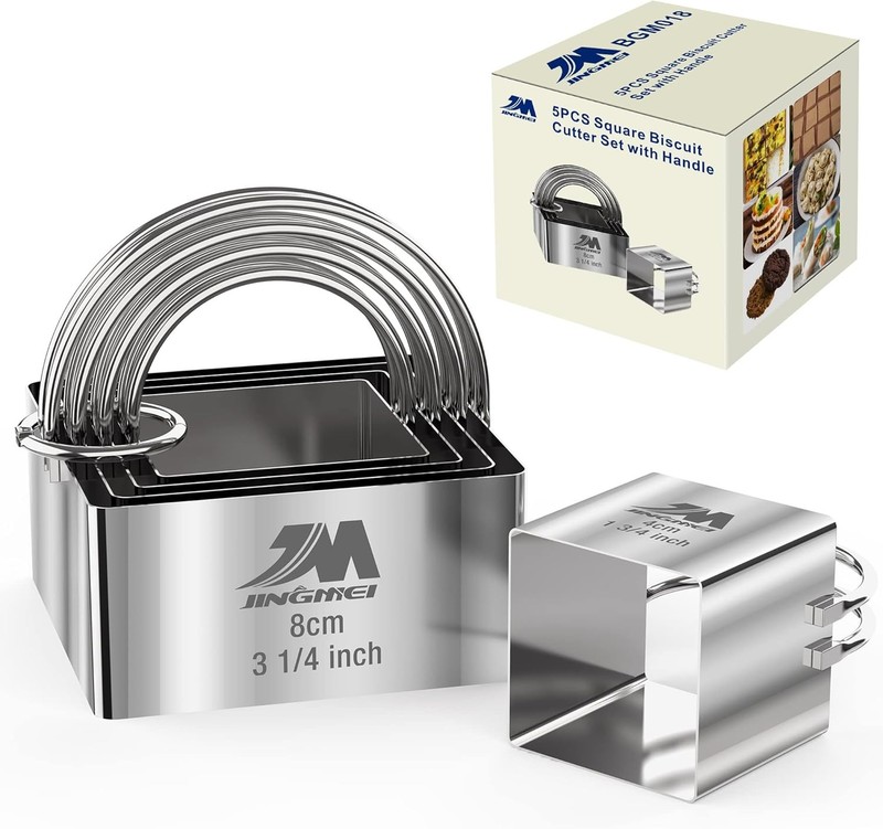 Square Biscuit Cutter Set 1.75inch 2inch 2.25inch 2.75inch 3.25inch Stainless