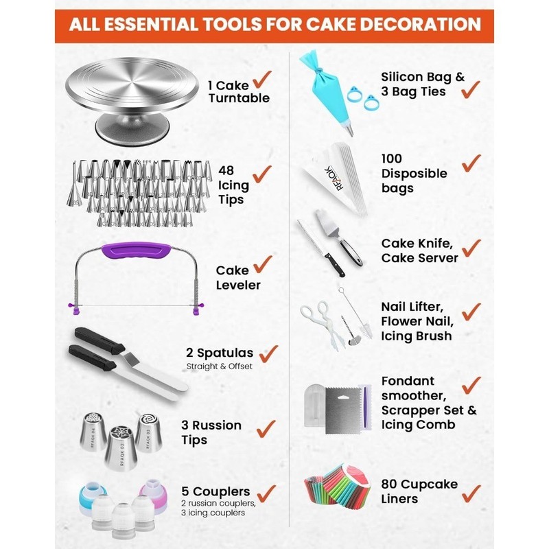 Aluminum Cake Decorating Tools Kit with 12 Inch Metal Turntable 48 Numbered gallery