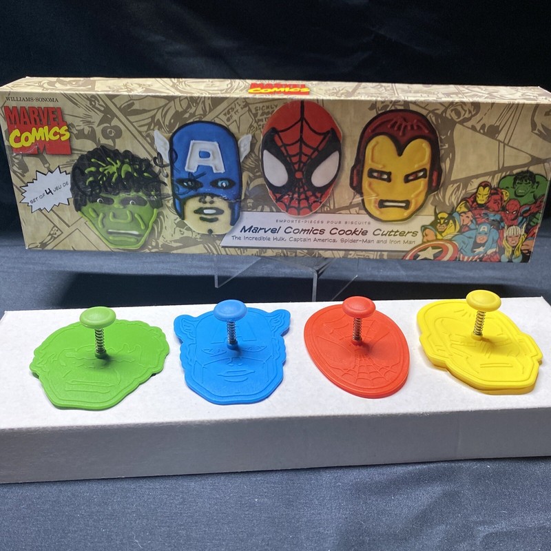 Marvel Comic Plastic Spring Loaded Cookie Cutters By Williams Sonoma