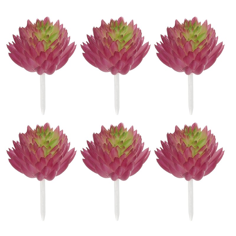 6 Pcs Artificial Succulent Plants, Fake Artificial Lotus, Fuchsia