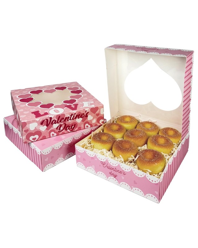 Valentine Auto Pop Up Cookie Boxes Window Bakery Pastry 9x9x2.5 Inch 30 Pack gallery