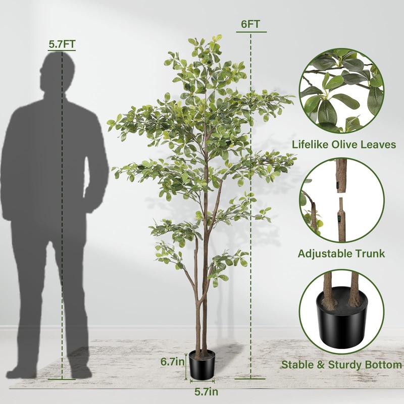 Phytree Black Olive Tree 6Ft Artificial Shady Lady Tree Natural Trunk And gallery