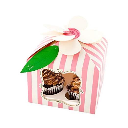 -Pastry Tek 7 x 7 x 5 Inch Cupcake Gift Boxes, 100 Fits 4 Cupcake Favor Flower