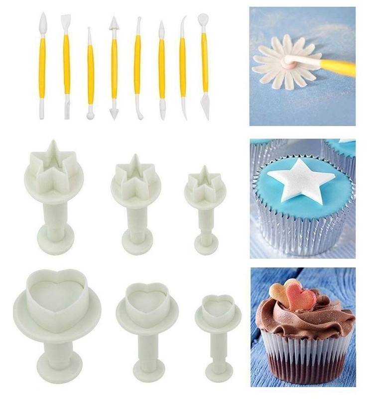 Fondant Cutters & Molds Set - Cake Decorating Tools, Icing Smoother, Plunger Cut gallery