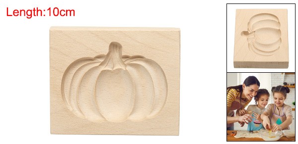Wooden Cookie Mould 3.94" x 3.15" Wooden Cookie Biscuit Mould Pumpkin Carved gallery