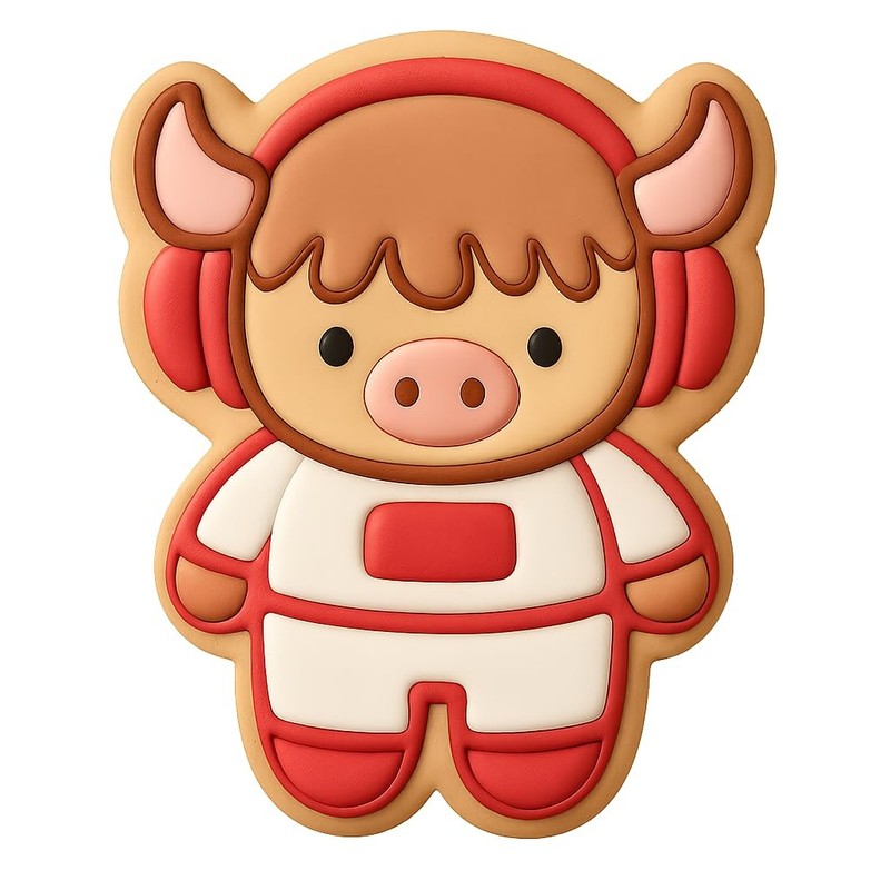 Astronaut Chibi Highland Cow Cookie Cutter & Stamp - 4x3 gallery
