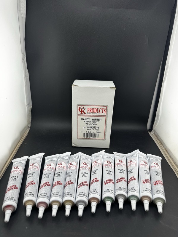 CK Products Candy Writer Assortment 77-3000 12 Tubes Vintage Cake Decorating Set